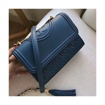 Tory Burch Leather Blue Fleming Convertible Chain Shoulder Bag,21cm - 토리버치 레더 블루 플레밍 컨버터블 체인 숄더백 TBB0107,21cm