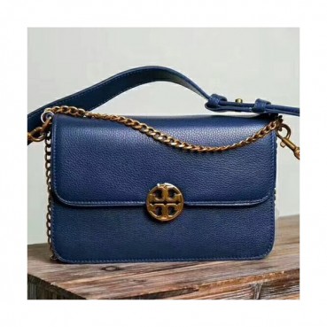 Tory Burch Leather Blue Chelsea Chain Shoulder Bag,24cm - 토리버치 레더 블루 첼시 체인 숄더백 TBB0098,24cm