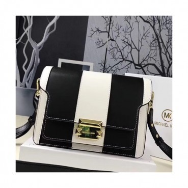 Michael Kors 2018 Leather Shoulder Bag, 22CM - 마이클 코어스 2018 레더 숄더백 ,MKB0051, 22CM,블랙+화이트