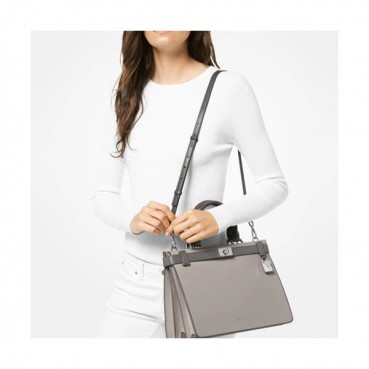 Michael Kors Leather Taatiana Tote Shoulder Bag, 32CM - 마이클 코어스 레더 타티아나 토트 숄더백 ,MKB0043, 32CM,그레이