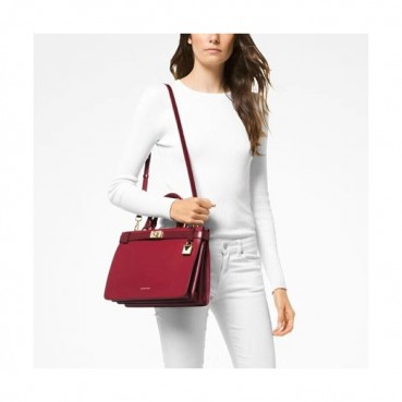 Michael Kors Leather Taatiana Tote Shoulder Bag, 32CM - 마이클 코어스 레더 타티아나 토트 숄더백 ,MKB0041, 32CM,레드