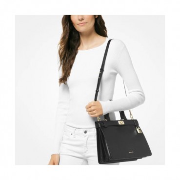 Michael Kors Leather Taatiana Tote Shoulder Bag, 32CM - 마이클 코어스 레더 타티아나 토트 숄더백 ,MKB0040, 32CM,블랙