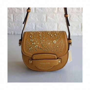 Michael Kors Leather Cary Saddle Shoulder Bag, 18CM - 마이클 코어스 레더 캐리 새들 숄더백,MKB0034, 18CM,옐로우