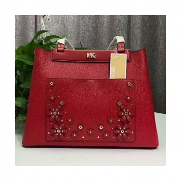 Michael Kors Leather Tote Shoulder Bag, 36CM - 마이클 코어스 레더 토트 숄더백 ,MKB0021, 36CM,레드