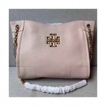 Tory Burch Leather Pink Britten Small Slouchy Tote Shoulder Bag,29.5cm - 토리버치 레더 핑크 브리턴 스몰 슬라우치 토트 숄더백 TBB0056,29.5cm