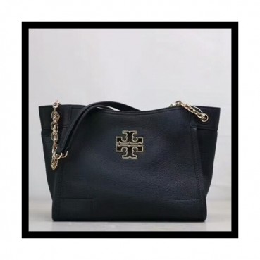 Tory Burch Leather Black Britten Small Slouchy Tote Shoulder Bag,29.5cm - 토리버치 레더 블랙 브리턴 스몰 토트 숄더백 TBB0057,29.5cm