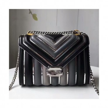 Michael Kors Leather Chain Shoulder Bag, 24CM - 마이클 코어스 레더 체인 숄더백 ,MKB0003, 24CM,블랙