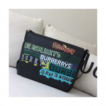 Burberry 2018 Vintage Painting Check Messenger Shoudler Bag , 35cm - 버버리 2018 빈티지 페인팅 남성용 체크 메신저 숄더백,BURB0020,35cm,블랙