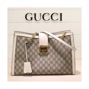 Gucci GG Supreme Padlock Medium Shoulder Bag,35CM - 구찌 GG 수프림 패드락 미듐 숄더백 ,479197 ,GUB0156,35CM,아이보리