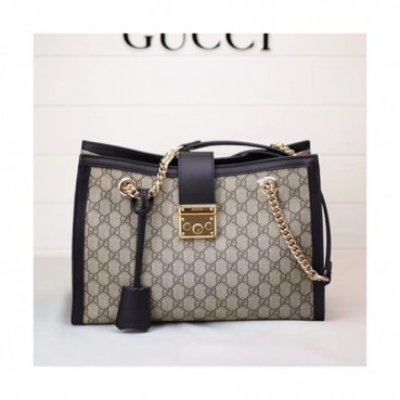 Gucci GG Supreme Padlock Medium Shoulder Bag,35CM - 구찌 GG 수프림 패드락 미듐 숄더백 ,479197 ,GUB0155,35CM,블랙