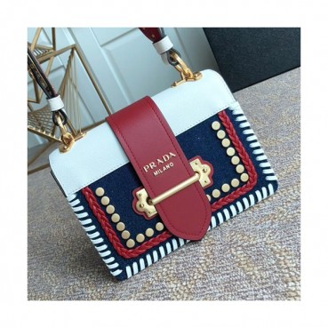 Prada Leather Studded Cahier Shoulder Bag,20CM - 프라다 스터드 카이에 숄더백 ,1BD045