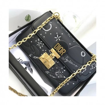 Dior Leather Black Chain Shoulder Bag ,24CM - 디올 레더 블랙 체인 숄더백,DIOB0010,24CM