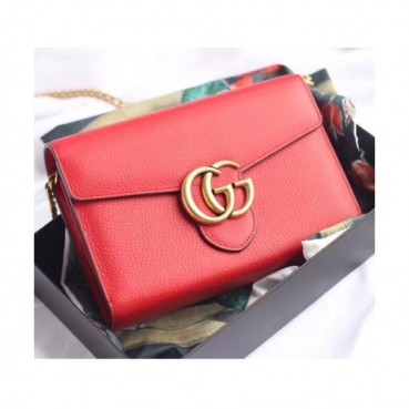 Gucci GG Marmont Chain Shoulder Bag,20CM - 구찌 GG 마몬트 체인 숄더백 GUB0141,20cm,레드