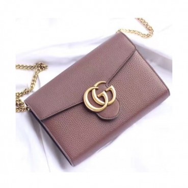 Gucci GG Marmont Chain Shoulder Bag,20CM - 구찌 GG 마몬트 체인 숄더백 GUB0137,20cm,브라운