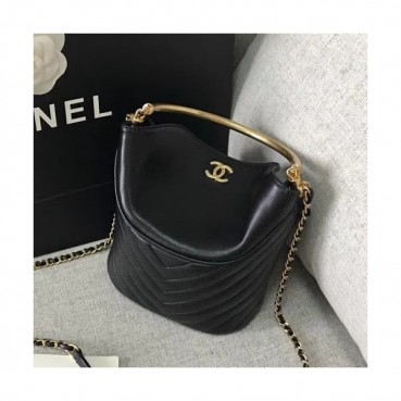 Chanel Women Chain Bucket Tote Shoulder Bag ,12CM - 샤넬 여성용 체인 버킷 토트 숄더백 CHAB0521,12CM,블랙