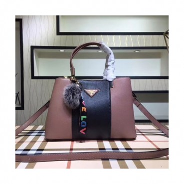 Prada Tote Shoulder Bag,28CM - 프라다 여성용 토트 숄더백 ,PRAB0002,28cm,블랙+핑크