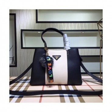 Prada Tote Shoulder Bag,28CM - 프라다 여성용 토트 숄더백 ,PRAB0001,28cm,블랙+화이트