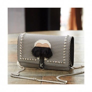 Fendi Chain Hand Bag Shoulder Bag ,19CM -  펜디 백벅스 스터드 체인 핸드백 숄더백  FENB0018,19CM,화이트+블랙