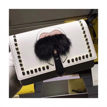 Fendi Chain Hand Bag Shoulder Bag ,19CM -  펜디 백벅스 스터드 체인 핸드백 숄더백  FENB0017,19CM,화이트