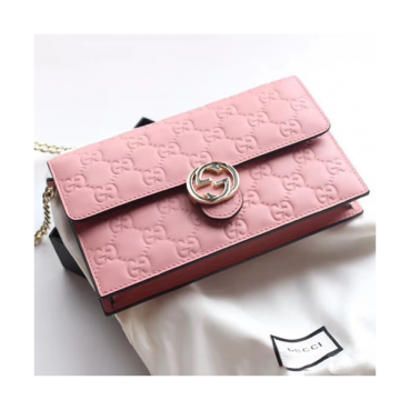 Gucci GG Jacquard Buckle Chain Shoulder Bag,19CM - 구찌 GG 자카드 버클 체인 숄더백 GUB0101 ,19cm,핑크