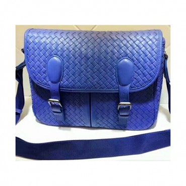 Bottega Veneta Leather Blue Shoulder Bag,30cm - 보테가 베네타 레더 블루 남성용 숄더백 BVB0124,30cm