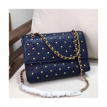 Tory Burch Leather Navy Fleming Chain Shoulder Bag,27cm - 토리버치 레더 네이비 플레밍 체인 숄더백 TBB0019,27cm