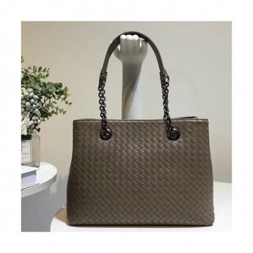 Bottega Veneta Leather Khaki Women Tote Shoulder Bag,32cm - 보테가 베네타 레더 카키 여성용 토트 숄더백 3894