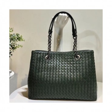 Bottega Veneta Leather Green Women Tote Shoulder Bag,32cm - 보테가 베네타 레더 그린 여성용 토트 숄더백 3894