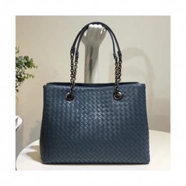 Bottega Veneta Leather Blue Women Tote Shoulder Bag,32cm - 보테가 베네타 레더 블루 여성용 토트 숄더백 3894