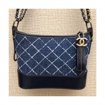 Chanel 2018 Gabrielle Hobo Denim Shoulder Bag ,20CM - 샤넬 2018 가브리엘 호보 데님 숄더백,CHAB0499,20CM,블루