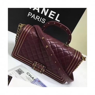 [커스텀급]Chanel Leboy Leather Chain Tote Shoulder Bag ,25CM - 샤넬 르보이 레더 체인 토트 숄더백 CHAB0480,25CM,와인