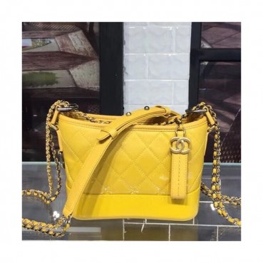 Chanel 2018 Gabrielle Hobo Leather Shoulder Bag ,20CM - 샤넬 2018 가브리엘 호보 레더 숄더백,CHAB0461,20CM,옐로우