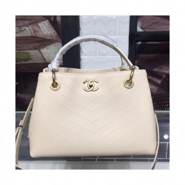 Chanel Women Leather Tote Shoulder Bag ,28CM - 샤넬 여성용 레더 토트 숄더백,CHAB0442,28CM,아이보리