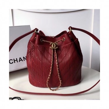 Chanel Women Leather Bucket Tote Shoulder Bag ,25CM - 샤넬 여성용 레더 버킷 토트 숄더백,CHAB0433,25CM,레드