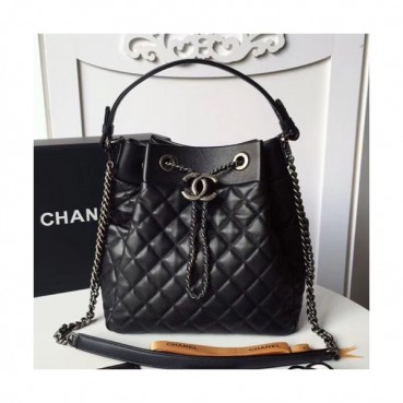Chanel Women Leather Chain Bucket Tote Shoulder Bag ,27CM - 샤넬 여성용 레더 체인 버킷 토트 숄더백,CHAB0430,27CM,블랙