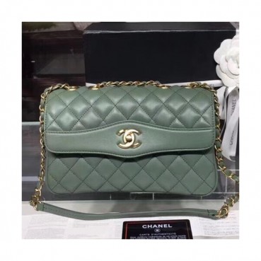 Chanel 2018 Women Chain Leather Shoulder Bag ,24CM - 샤넬 2018 여성용 체인 레더 숄더백 CHAB0403,24CM,그린