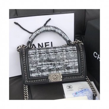 Chanel Leboy Leather Chain Tote Shoulder Bag ,25CM - 샤넬 르보이 레더 체인 토트 숄더백 CHAB0379,25CM,블랙+화이트