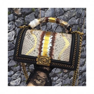 Chanel Leboy Leather Chain Tote Shoulder Bag ,25CM - 샤넬 르보이 레더 체인 토트 숄더백  CHAB0376,25CM,블랙+베이지