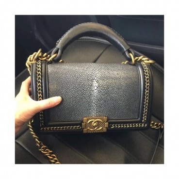 Chanel Leboy Leather Chain Tote Shoulder Bag ,25CM - 샤넬 르보이 레더 체인 토트 숄더백 CHAB0374,25CM,블랙