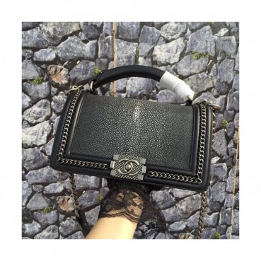 Chanel Leboy Leather Chain Tote Shoulder Bag ,25CM - 샤넬 르보이 레더 체인 토트 숄더백 CHAB0373,25CM,블랙