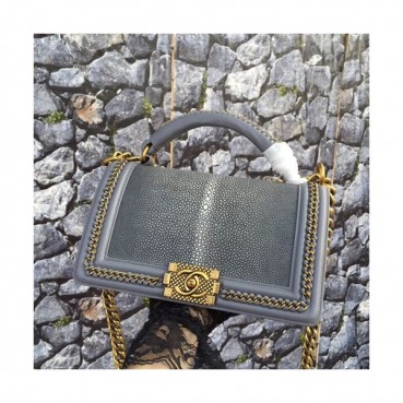 Chanel Leboy Leather Chain Tote Shoulder Bag ,25CM - 샤넬 르보이 레더 체인 토트 숄더백 CHAB0372,25CM,그레이