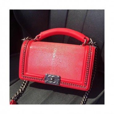 Chanel Leboy Leather Chain Tote Shoulder Bag ,25CM - 샤넬 르보이 레더 체인 토트 숄더백 CHAB0371,25CM,레드