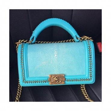 Chanel Leboy Leather Chain Tote Shoulder Bag ,25CM - 샤넬 르보이 레더 체인 토트 숄더백 CHAB0370,25CM,블루