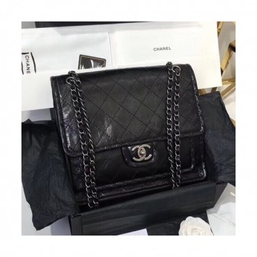 Chanel Women Leather Chain Shoulder Bag ,28CM - 샤넬 여성용 레더 체인 숄더백  CHAB0360,28CM,블랙