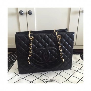 Chanel 2018 Women Tote Shoulder Bag,33CM - 샤넬 2018 여성용 토트 숄더백  CHAB0327,33CM,블랙(골드)