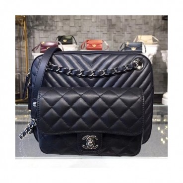 Chanel 2018 Camera Shoulder Bag,21.5CM - 샤넬 2018 카메라 숄더백  CHAB0306,21.5CM,네이비+블랙