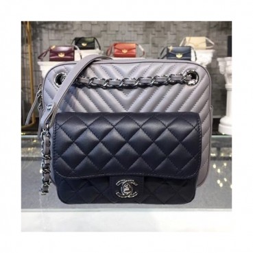Chanel 2018 Camera Shoulder Bag,21.5CM - 샤넬 2018 카메라 숄더백  CHAB0305,21.5CM,그레이+블랙