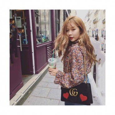 GUCCI GG MARMONT HEART CHAIN SHOULDER BAG,28CM - 구찌 GG 마몬트 하트 체인 숄더백 431777, GUB0099 ,28cm,현아