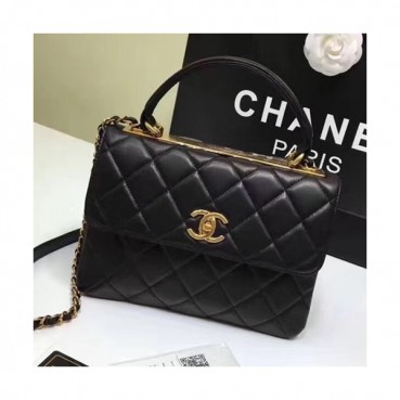 Chanel Women Chain Tote Shoulder Bag,25CM - 샤넬 여성용 체인 토트 숄더백  CHAB0206,25CM,블랙(다크골드)