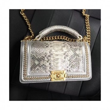 Chanel Leboy Leather Chain Tote Shoulder Bag,25CM - 샤넬 르보이 레더 체인 토트 숄더백 CHAB0191,25CM,실버